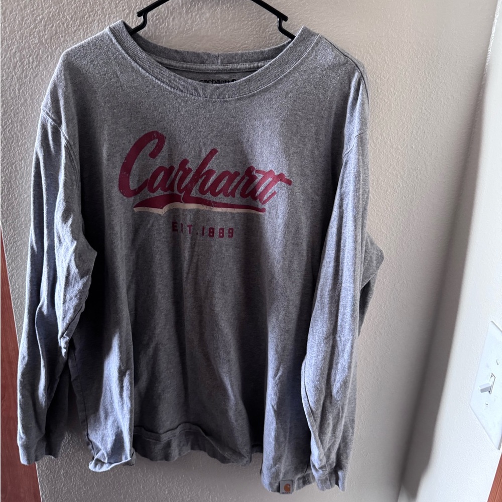 Carhartt Heather Gray Crewneck Sweatshirt with Black Logo Print